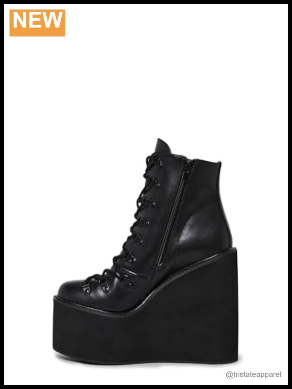 Dolls Kill Traitor Platform Boots Vegan Leather Wedge Lace Up